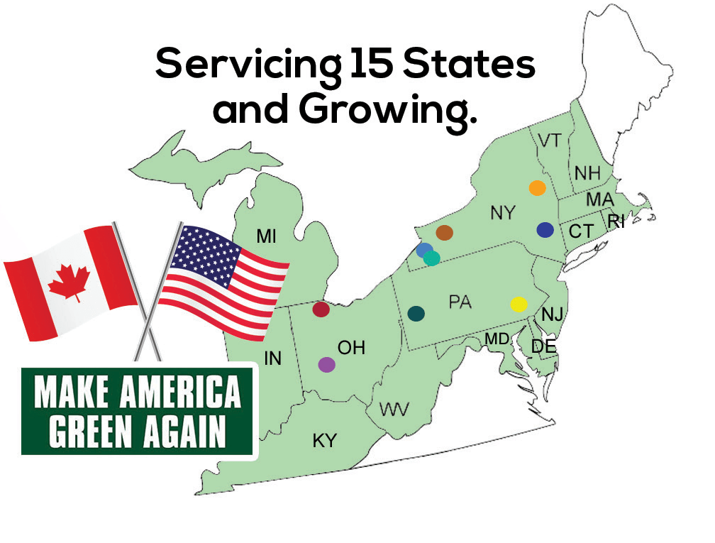 Buffalo Biodiesel service area map showing 15 states